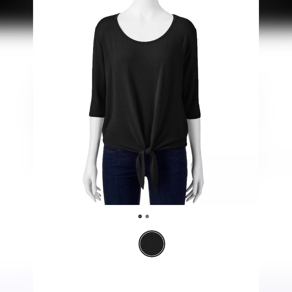 Dana Buchman Crop Knot-Front Top XL Black
